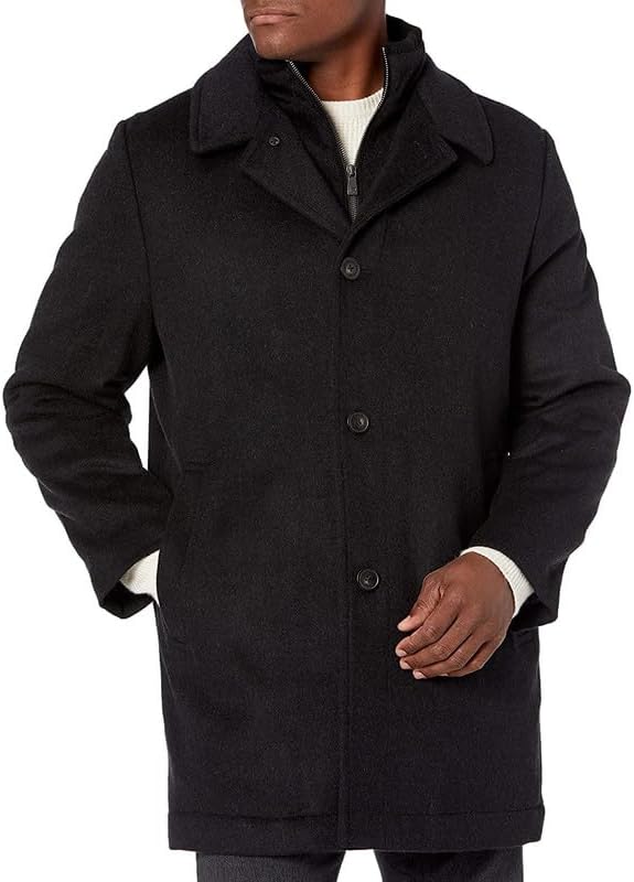 Adam Baker Men's Wool Coat | Classic Fit, Single-Breasted Overcoat | Big and Tall Winter Coats for Men | Wool Blend Jacket