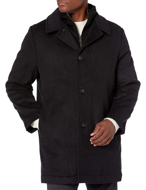 Adam Baker Men's Wool Coat | Classic Fit, Single-Breasted Overcoat | Big and Tall Winter Coats for Men | Wool Blend Jacket