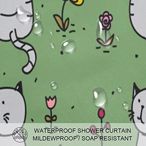 Rideau de douche chat gris 152x183 cm avec 12 crochets de fixation - 4