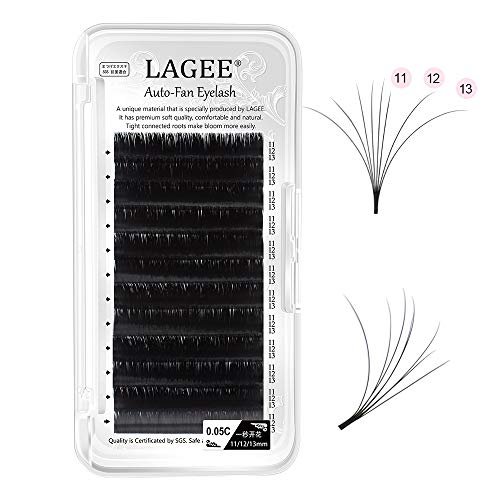 NAGARAKU Eyelash Extensions Individual Lash 0.05 C curl 11-12-13mm Mix Classic 3 Layers Camellia Faux Mink Lash Soft Light no glue on base Mega Volume