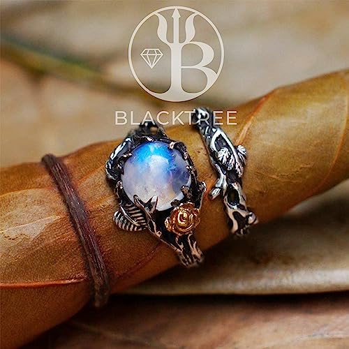 Cleo-Mio-8mm-Rainbow-Moonstone-Ring-Set-Gold-Sterling-Silver-Engagement-Rings-for-Women-Old-Fashioned-Ring