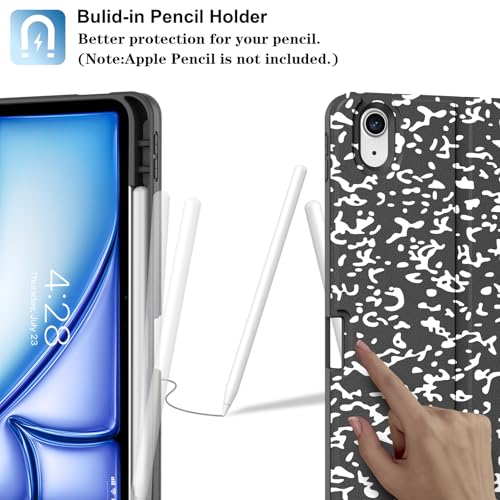 Supveco Keyboard Case for iPad Air 11 Inch (M3 2025,M2 2024),iPad Air 5th/4th Generation with Pencil Holder-7 Colors Backlit Wireless Detachable Folio Keyboard Cover with Soft TPU Back-Black