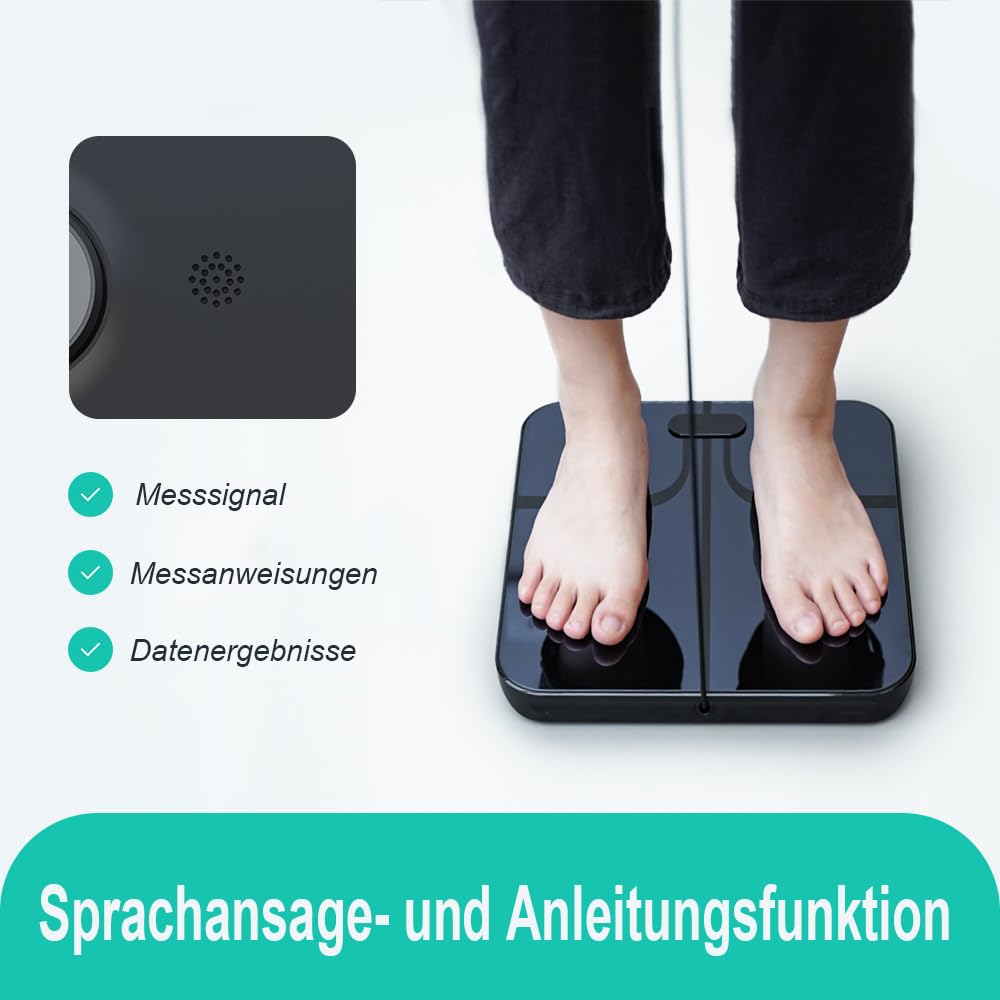 health the body pod smart scale Körperzusammensetzungswaage 8 Elektroden – Intelligente APP-Fitnesswaage, Dualfrequenz, Präzise elektronische Waage