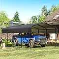 12x20 Carport Heavy Duty, Metal Carport with Galvanized Steel Roof, Metal Car Garage Multi-Use Shelter Outdoor Portable for Car, Boat, Pickup and Tractor