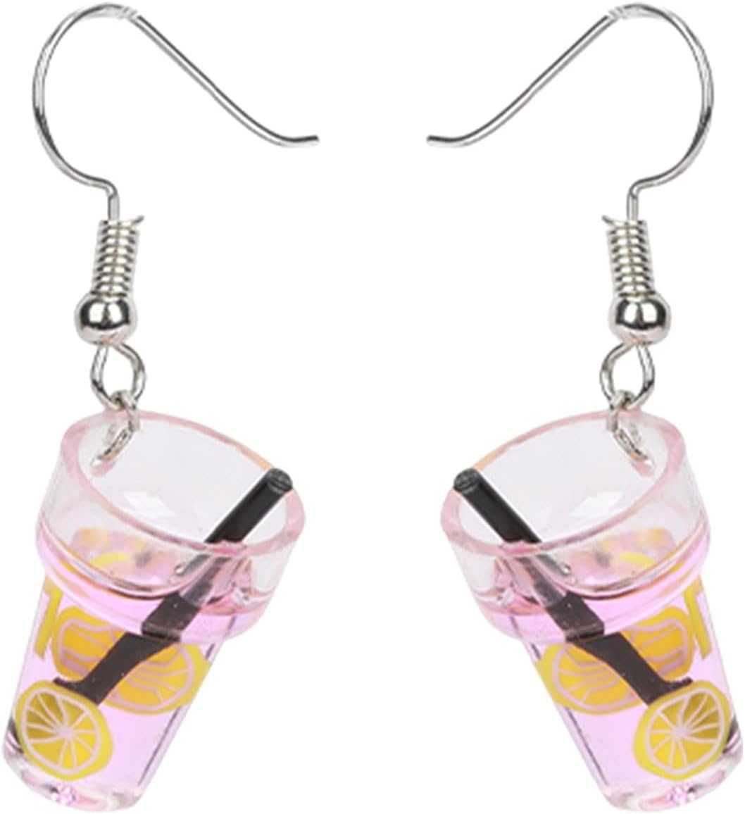 Personal Fruit Tea Lemon Tea Crystal Tassel Earrings Silver Zircon Elegant Valentines Day Earrings for Girls