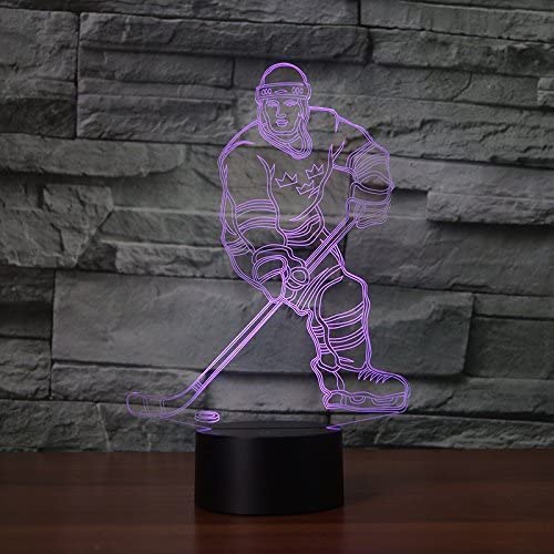 Molly Hieson 3D Ice Hockey Player Night Light Usb Touch Switch Decor Table Desk Optical Illusion Lamps 7 Color Changing Lights Led Table Lamp Xmas Home Love Birthday Children Kids Decor Toy Gift #TOP3