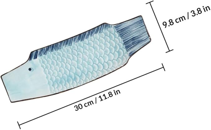 Lurrose Plato de Cerámica Forma de Pescado 30cm miniatura 3