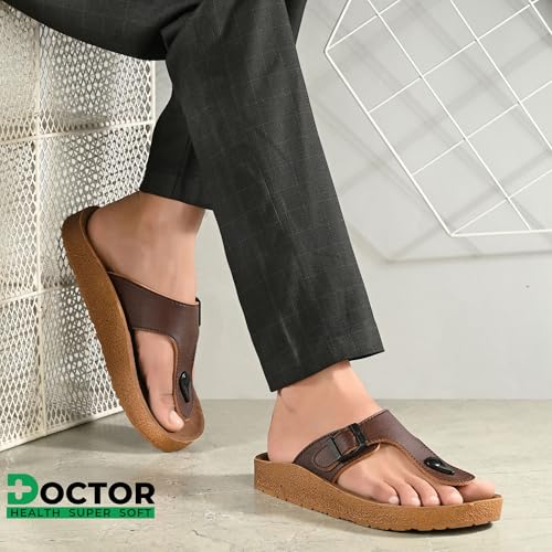 Image of DOCTOR HEALTH SUPER SOFT Men's Buckle Thong Sandals | Comfortable Cushioned Footbed Casual Slippers | Anti-Slip Lightweight Everyday Wear Open Toe Sandals for Indoor Outdoor Use
