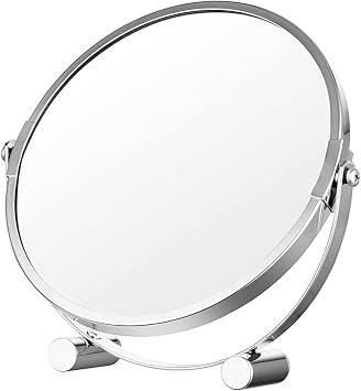 Double Sided Mirror, Double Sided Mirror, Flat Mirror, Table Stand, Mirror, Slouching, Tabletop Mirror, Cosmetic Tools, 360 Degree Rotation, Free Angle Adjustment, Compact Storage 7 inch, B