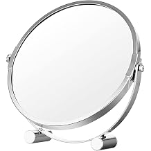 Double Sided Mirror, Double Sided Mirror, Flat Mirror, Table Stand, Mirror, Slouching, Tabletop Mirror, Cosmetic Tools, 360 Degree Rotation, Free Angle Adjustment, Compact Storage 7 inch, B