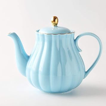 ZYL-YL Tea Sets Ceramic Pumpkin Shape Hand Painted Gold Bone China with Tea Strainer Elegant Tea Pot Set