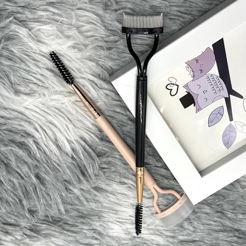 2-Pack Eyelash Separator Comb with adjustable brush, Dual Head Lash Separator Tool with Cover for Excess Mascara Removal