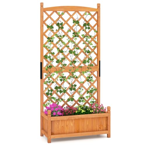 HAPPYGRILL 60” Raised Garden Bed with Trellis