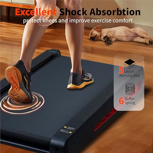 Image of 7 Incline Walking Pad Treadmill - Portable Compact Treadmills Under Desk Treadmill, Incline Treadmills for Home Office, Upright Stand, 2.55HP Portable Treadmill with 220 lbs Capacity，LED Display