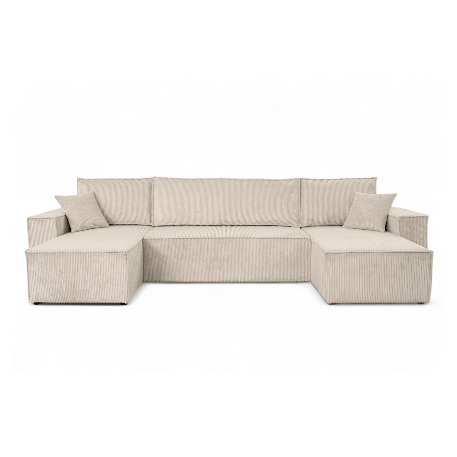 LOUNGITUDE Canapé d'angle Farah panoramique Convertible 5 Places en Velours côtelé