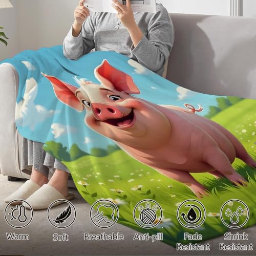 Plaid polaire dessin animé cochonnet mignon chaud et doux