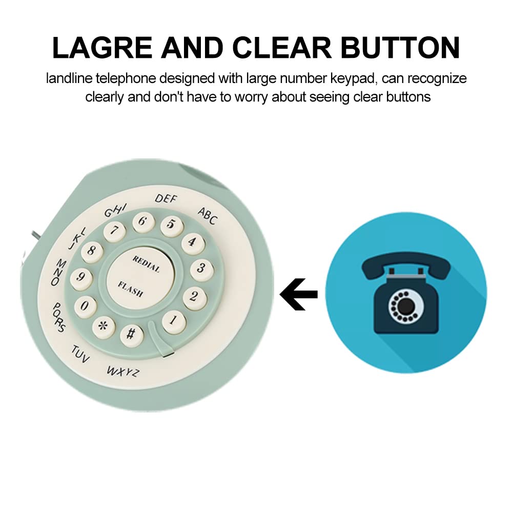 Telefono Antico Ad Alta Definizione, Linea Fissa con Filo Vintage, Linea Fissa Europea Vintage, Grande Pulsante Trasparente, per la Casa, L'ufficio, L'arredamento