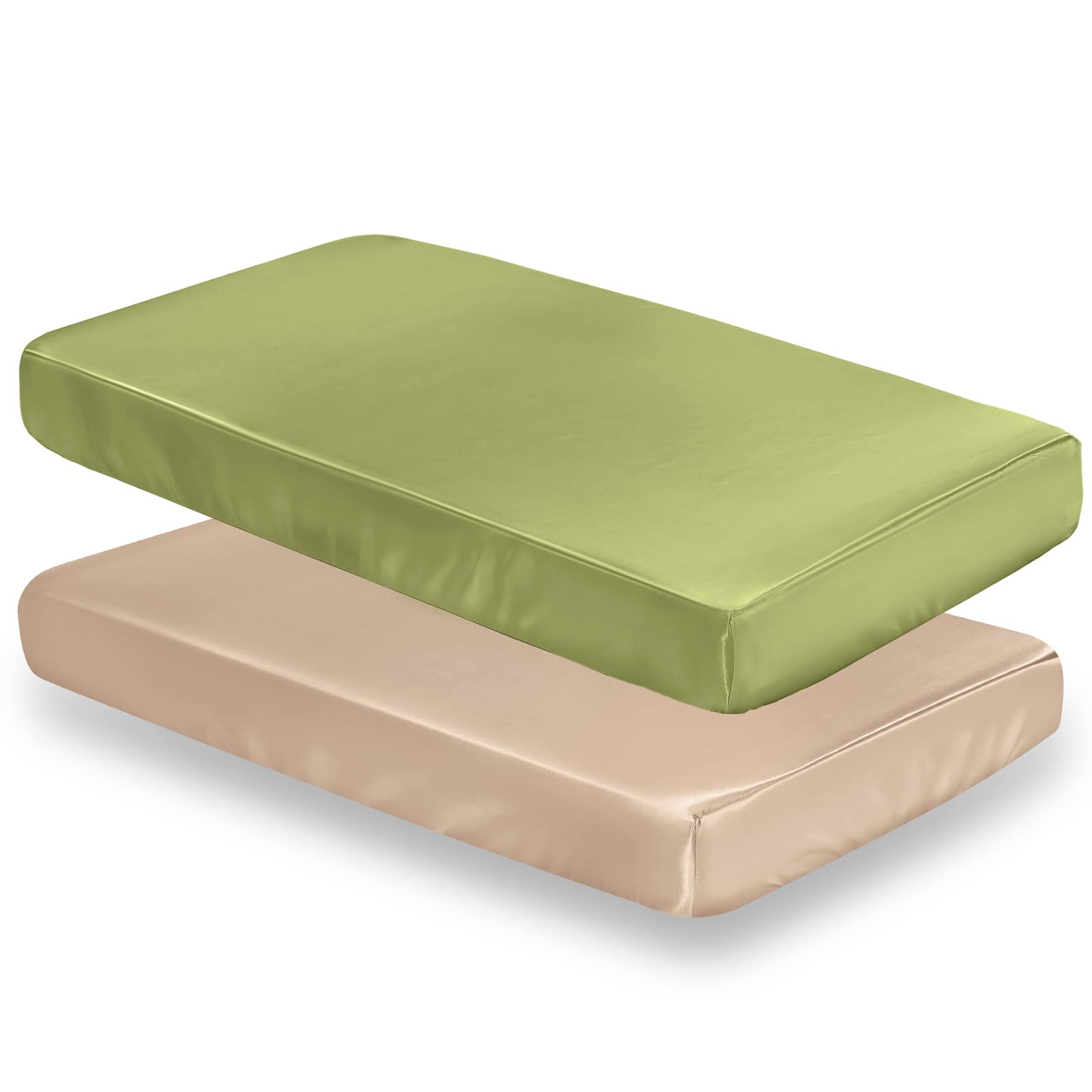 SiinvdaBZX 2 Pcs Satin Mini Crib Sheets 38 x 24In, Silky Soft Mini Portable Crib Sheets Mattress Cover Portable Playard Sheets with 5In Deep Pocket,
