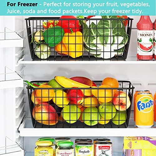 AYSUM 4PCS Wire Storage Baskets,Metal Basket for Pantry Organizer Storage, Wire Basket Suitable for Home,Office,Kitchen - Black 4pack