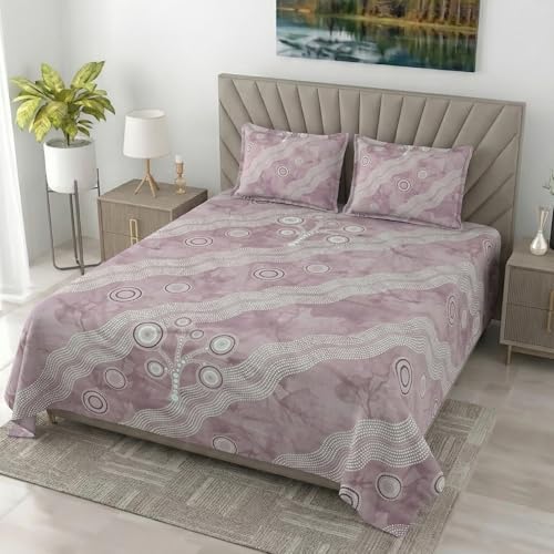 Image of Mafatlal 186 TC Metro Cotton King Size Bedsheet | 108 x 108 Inch|Soft, Breathable & Lightweight | Includes 2 Pillow Covers| Soft Lavender 2