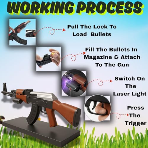 Image of Graphene 1000 Bullets AK 47 Toy Gun for Kids Boys with Laser Light 24 Inch Long Blaster Sniper Rifle Machine Ak47 BB Bullet Gun Shooting Army Pistol Police Gun Toy Not for Kids Below 14 Years
