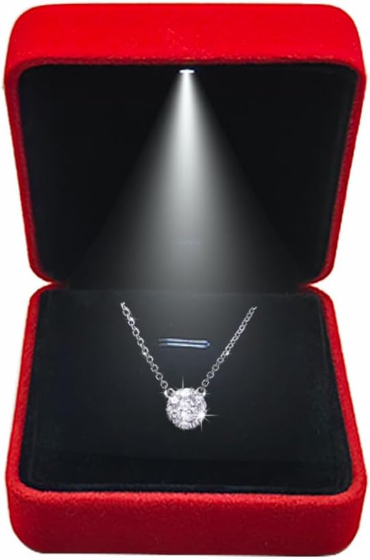 Pendant Necklace Box with LED Light, Necklace Gift Box Velvet Jewelry Display Case for Proposal Engagement Wedding and Birthday,Black