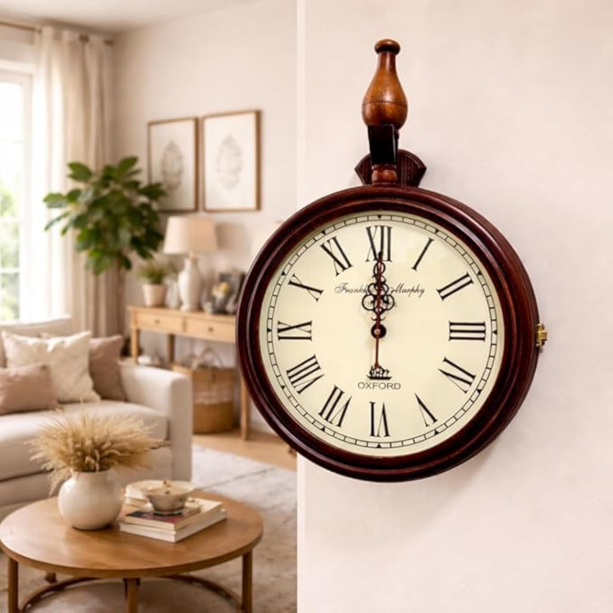 Vintage Double-Sided Railway Station Wall Clock