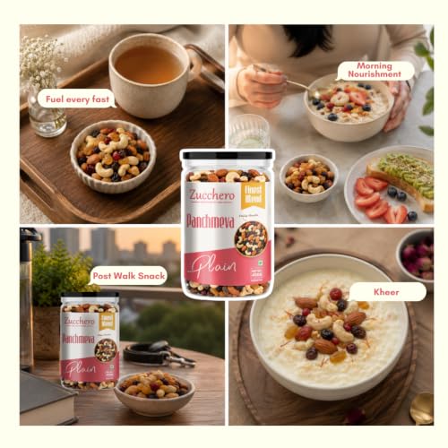 Image of Zucchero Panchmeva Dry Fruit Mix (1kg) - Traditional Nuts & Dry Fruit Blend | Ancient Nutrition | Almonds, Cashew, Dates, Black Raisin, Golden Raisin | Classic Indian Mix | Great for Fasting | No added Sugar, Salt or Preservatives