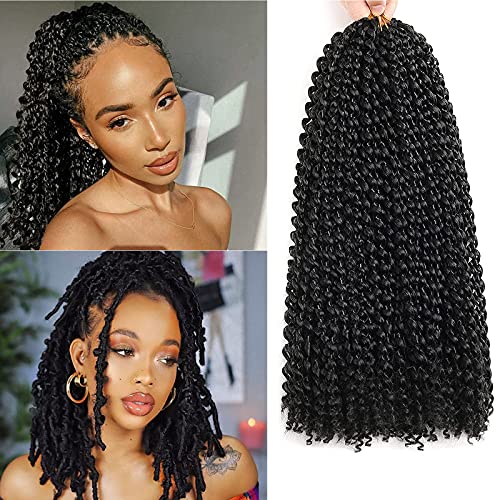Passion Twist Hair 6Packs Water Wave Crochet Hair für Butterfly Locs Crochet Braids Bohemian Hair Extensions Pre-Looped Synthetic Hair Extensions für Frauen(35,6 cm, 1B) Cover