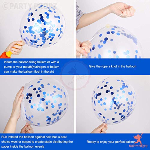 Image of Party Propz Blue Balloons For Decoration - Set of 18 Pcs (12 inches) Blue Balloons For Birthday | Latex Balloons and Confetti Balloons For Decoration