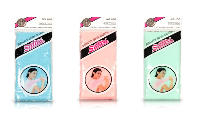 SALUXBath Towel Blue Peach Green 3 Count Pack