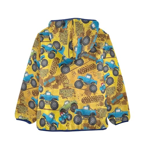 CHIFIGNO Blue Trucks Toddler Boy Hooded Jacket, Comfy Lightweight Sweatshirt Jacket 3T2