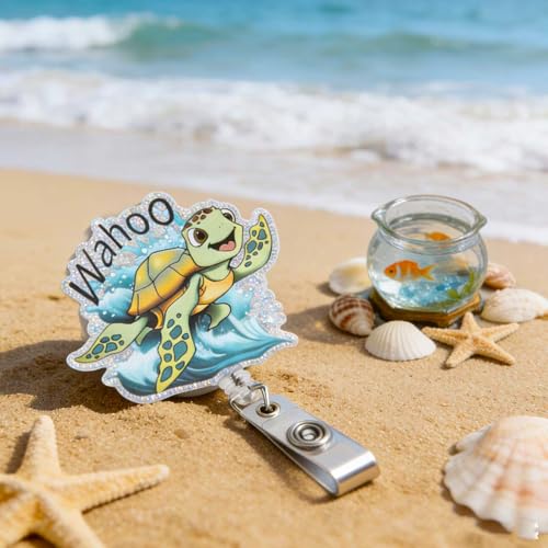 Ivarunner Funny Turtle Badge Reel, Under the Sea Cute Work Badge Holder with Retractable Clip, Summer Ocean Theme Badge Reel, Nursing Medical Worker Student Teacher ID Name Badge Clip Accessories — view 5