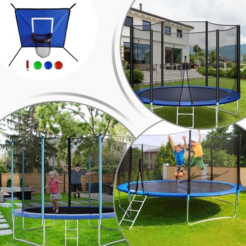 Trampolín con aro de baloncesto infantil para diversión en jardín 5