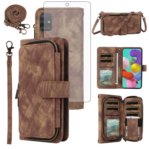Coque Samsung Galaxy A51 4G portefeuille rabat homme femme avec verre trempé