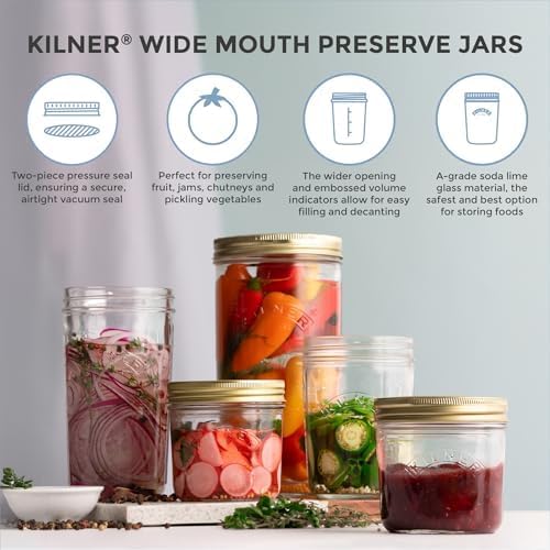Image of Kilner Premium 2 x 1 Litre Glass Borosilicate Wide Mouth Preserve Jar | Reusable, Eco-Friendly Food Storage Container for Preserving and Storing