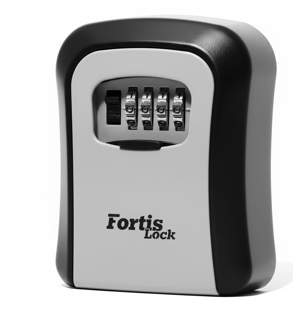 Fortis Lock Gray Lock Box – Large Key Safe Box With Resettable Combination | Heavy-Duty Outdoor Key Lockbox | Weatherproof Wall-Mount Security Box For Home, Office, Airbnb, Or Real Estate Use
