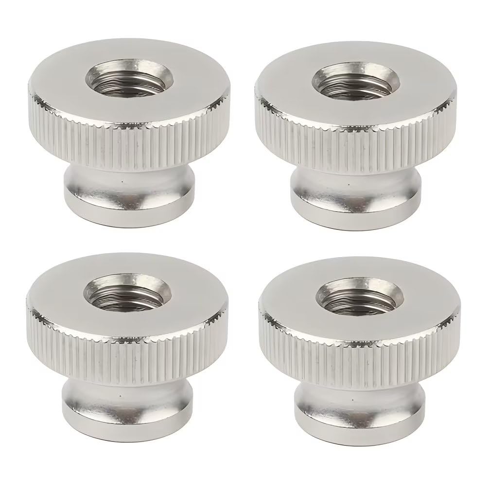 M6 Dadi Zigrinata a Testa Alta in Acciaio Inox (Foro Passante) Dadi da Pollice Manopole Rotonde (4 Pezzi)