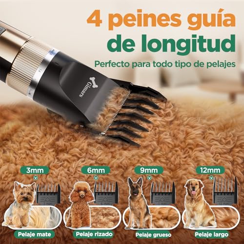 Gimars Inalámbrico Silencioso Maquina Cortar Pelo Perros Profesional, IPX7 Impermeable Cortapelos Perros, Gatos, Maquina Pelar Animales de Pelo Largo - imagen 5