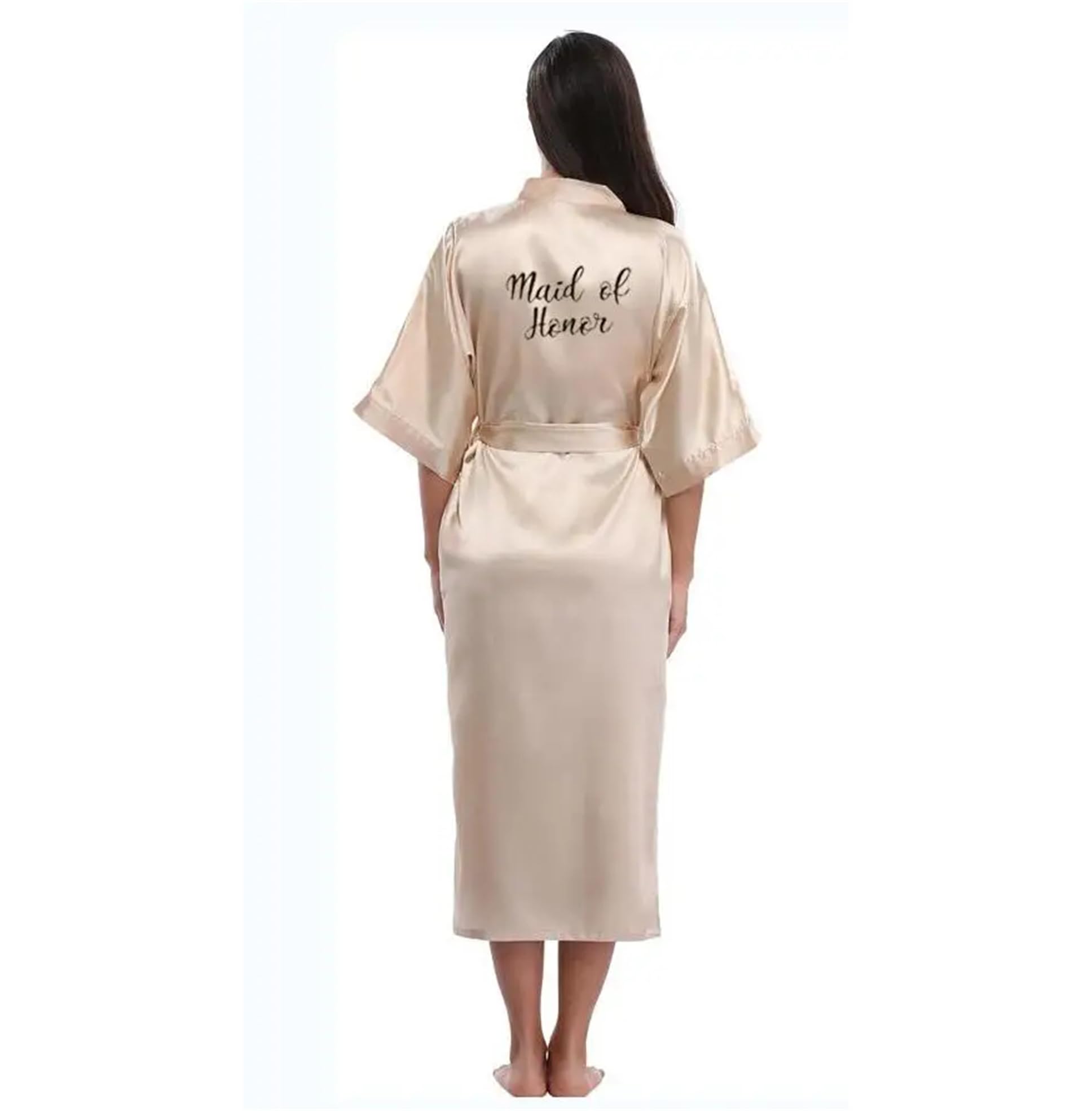 Yeuyyben Champagne Oro Robe Sposa Raso Kimono Robe Donne Matrimonio Sorella Della Sposa Stampa Damigella D'onore Abiti Da Sposa