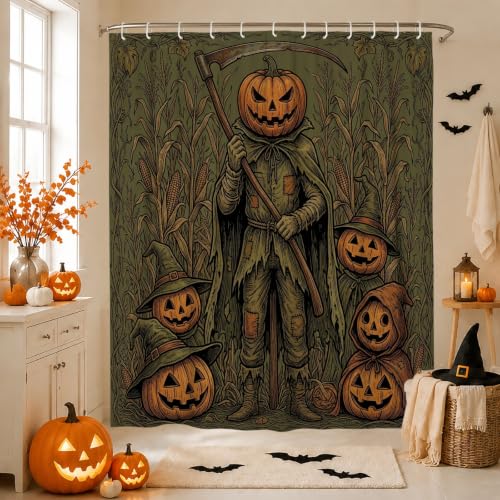 Spooky Pumpkins Reaper Halloween Shower Curtain 54x78