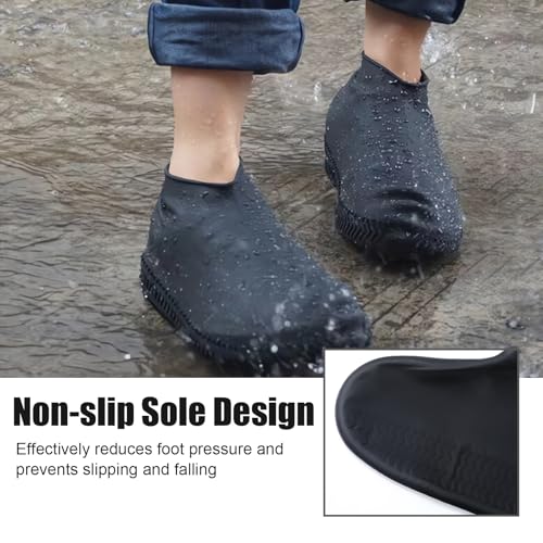 4 Pcs Schuhüberzieher Wasserdicht, Schuhüberzieher Rutschfest, Einweg/Mehrweg Latex-überschuhe mit, überzieher Schuhe für Regen,Schneetag,Wüstenstrand,Schlammige Straßen