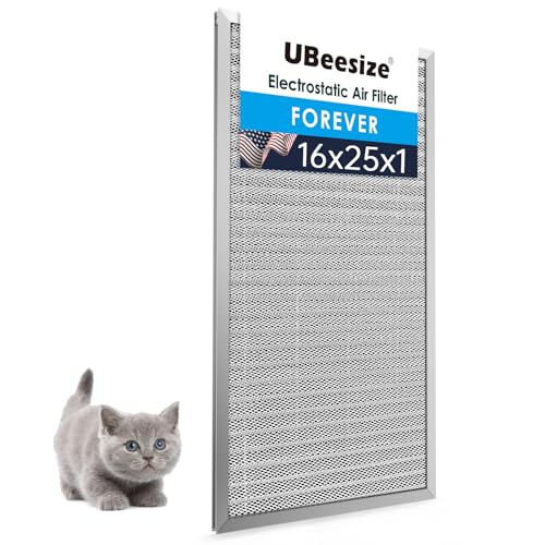 UBeesize 16x25x1 Reusable Electrostatic Air Filter HVAC AC Furnace Filter,MERV 8,Washable, Lasts a Lifetime,Permanent Air Filter,Breathe Fresher,Home And Office(Actual Size:15.5x24.65x0.82 Inch) by UBeesize - Used condition - US$41.53