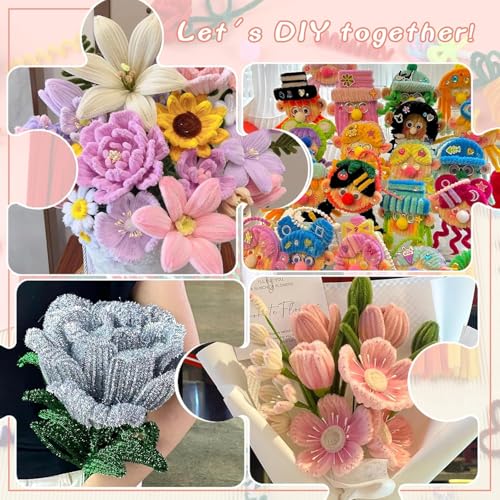 Image of Chenille Stems Pipe Cleaners for Flower Making for Craft Projects and Decorations (Golden Yellow Color, 100pc Pack)