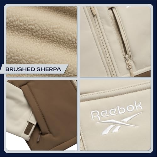Image of Reebok Boys Softshell Jacket, Sherpa Fleece Lined Hooded Windbreaker