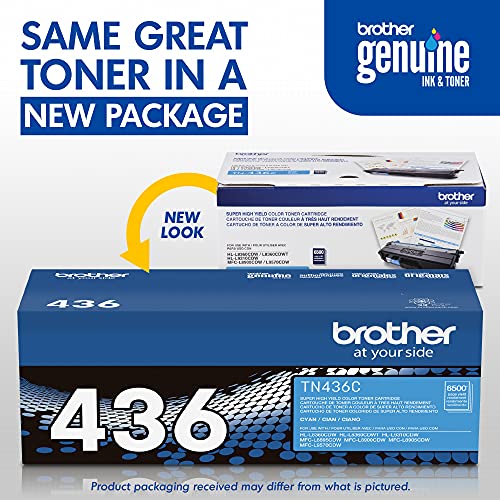 Brother Genuine Super High Yield Toner Cartridge, Tn436C, Replacement Cyan Toner, Page Yield Up To 6,500 Pages, Amazon Dash Replenishment Cartridge, Tn436 #TOP2