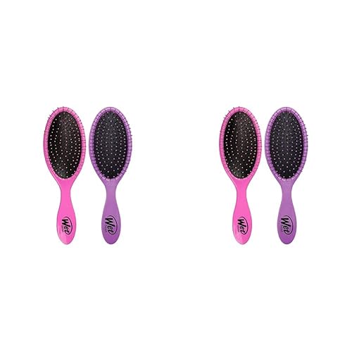 Wet Brush Cepillo desenredante original, rosa y morado, cerdas IntelliFlex ultrasuaves, cepillo desenredante que se desliza a través de los enredos