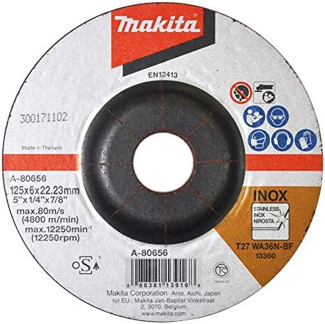 Muela Abrasiva Makita A-95962 Inox 36 Grit 125x6,35x22,23 Mm - Venta