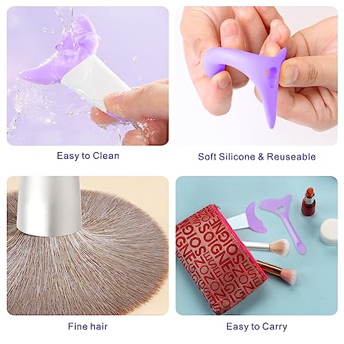 Idefair Eyeliner Stencils 2Pcs Reusable Silicone Eyeliner Eyeshadow Tool Applicators Guide Quick Eyeliner Stencils for Eyes Wing Multifunctional Mascara Shield Eye Makeup Lipstick Tool Brushes(Purple)