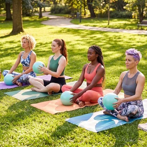 Image of Aoriher 10 Pack 9 Inch Small Pilates Ball Bulk Mini Exercise Ball Portable Non-Slip Workout Yoga Balls with Air Pump for Stability, Barre, Fitness, Balance, Physical &Core, Gym Home Office Use